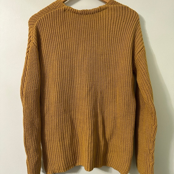 NWT Jenni Kayne Cotton Cabin Sweater Mustard Organic Cotton V-Neck XS MSRP $325 - Picture 7 of 7